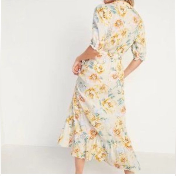 Floral Print Women's Wrap Midi Dress - Picture 1 of 8